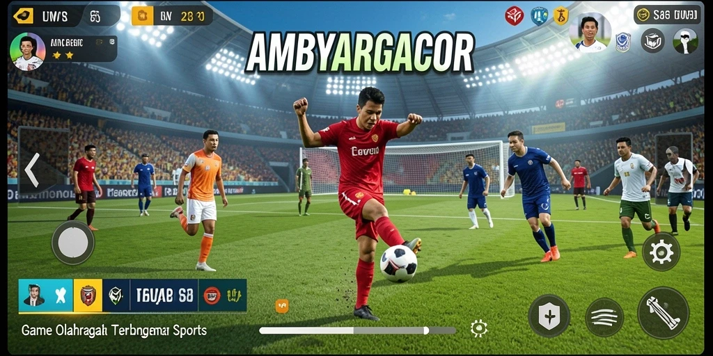 Tampilan gameplay yang mendebarkan dalam AMBYARGACOR dengan aksi olahraga yang intens.