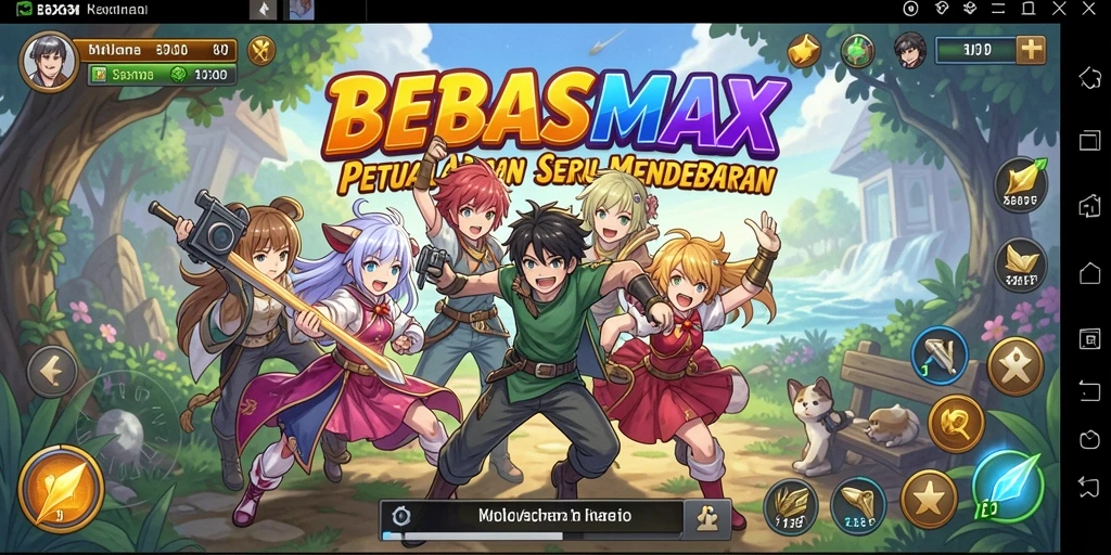 Tangkapan layar dari gameplay BEBASMAX yang menunjukkan pertarungan seru di dunia Anime.