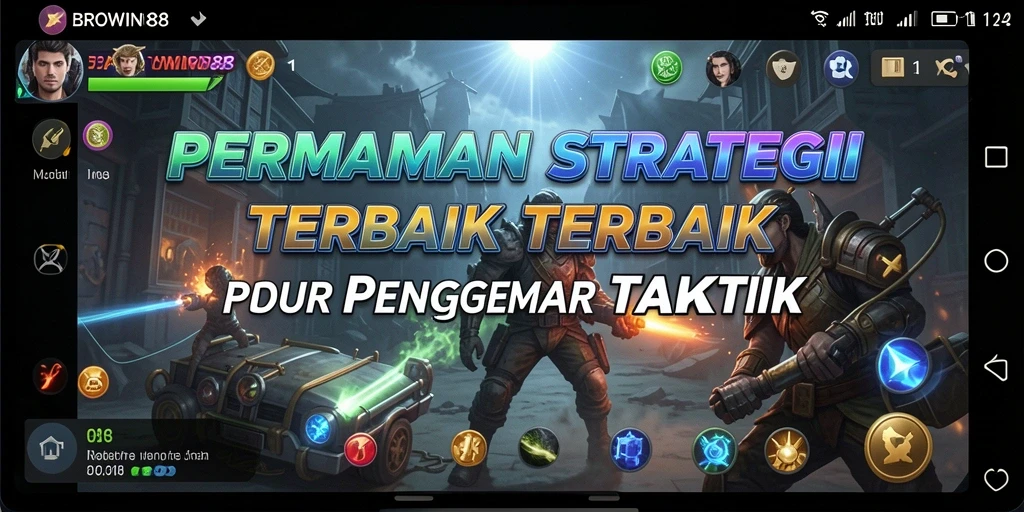 Tampilan gameplay BROWIN88 menampilkan pertempuran strategis yang intens.