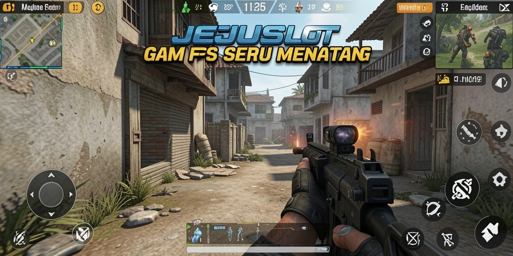 Gameplay JEJUSLOT menampilkan aksi menembak yang seru dan mendebarkan.