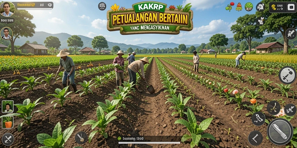 Screenshot KAKRP menunjukkan gameplay bertani yang interaktif dan menyenangkan.