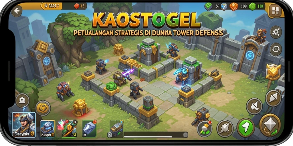 Tampilan gameplay KAOSTOGEL dalam pertempuran Tower Defense yang seru.