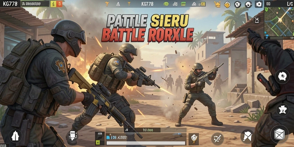 Tangkapan layar menampilkan aksi intens dalam pertempuran Battle Royale.
