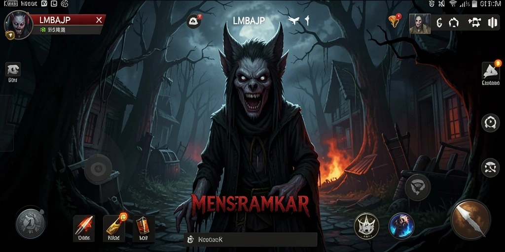 Tampilan gameplay <strong>LMBAJP</strong> yang menyeramkan dan mencekam saat menjelajahi dunia horor.