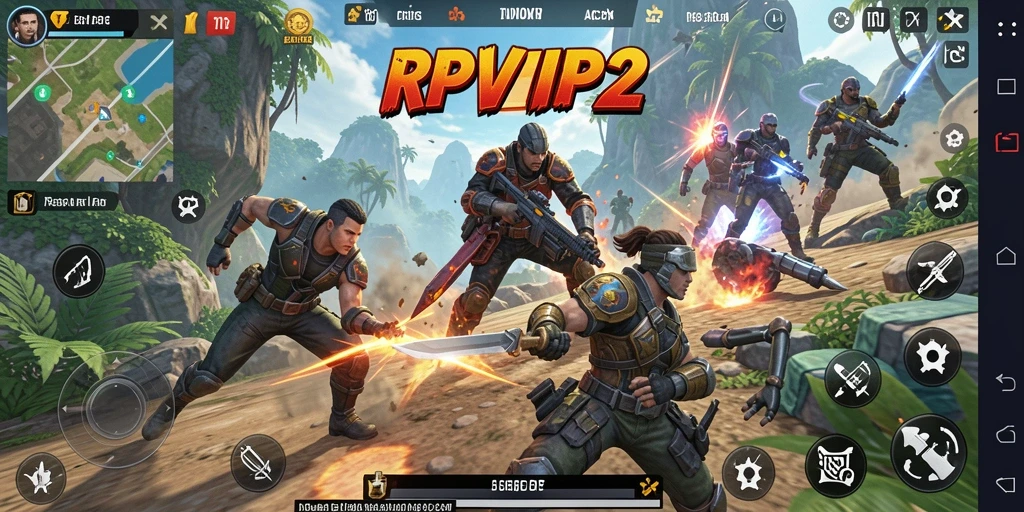 Screenshot utama RPVIP2 menunjukkan pertempuran intens di arena TPS.
