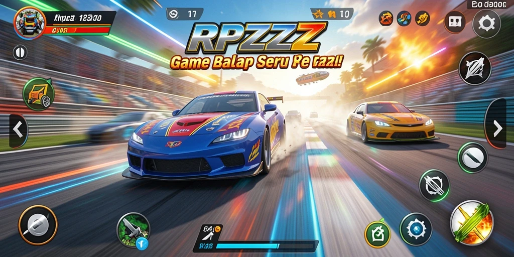Gameplay seru RPZZZ dengan mobil balap yang memukau.
