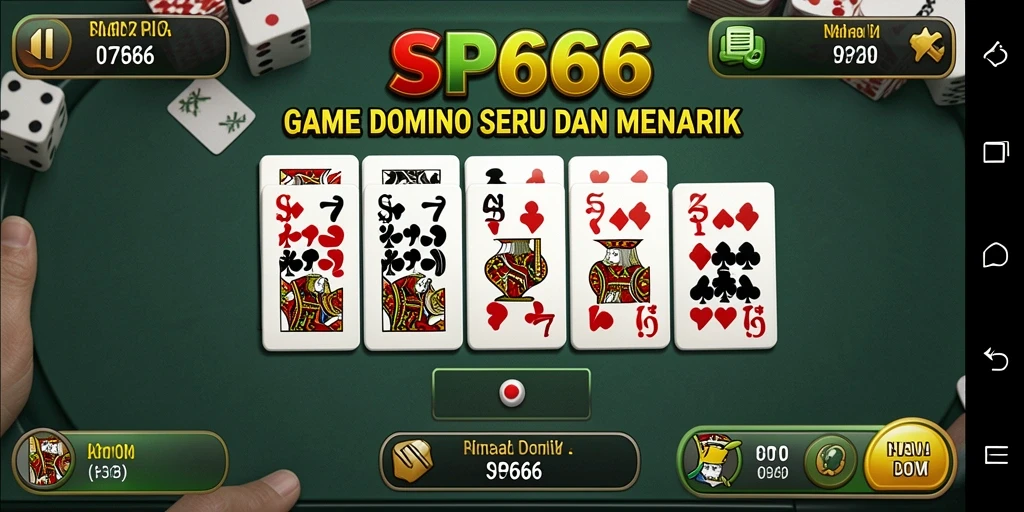Screenshot utama SP666 menampilkan gameplay Domino yang seru.